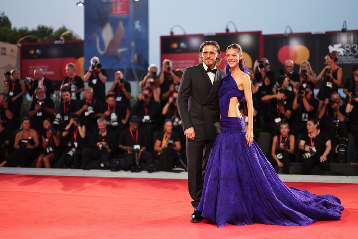 Brooklyn Beckham and Nicola Peltz pose on the red carpet at the 83rd Venice International Film Festival in Venice, Italy, September 5, 2026. REUTERS/Yves Herman