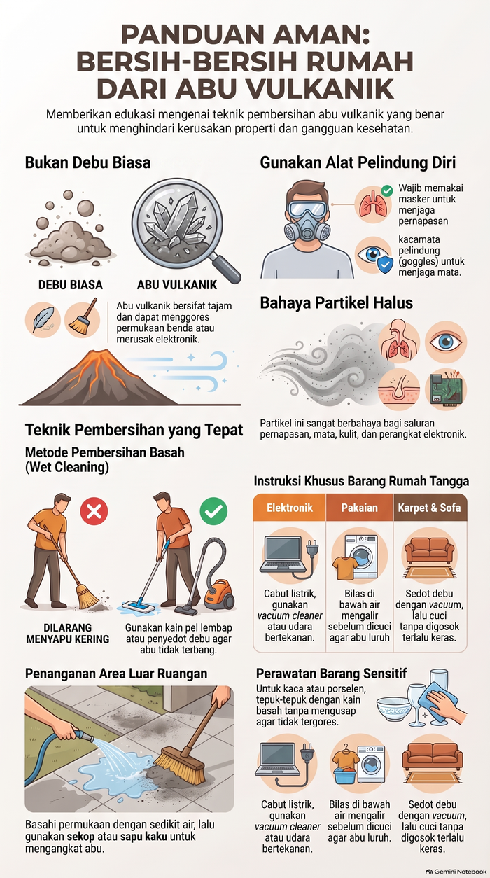 Abu vulkanik yang berada di rumah warga Lampung