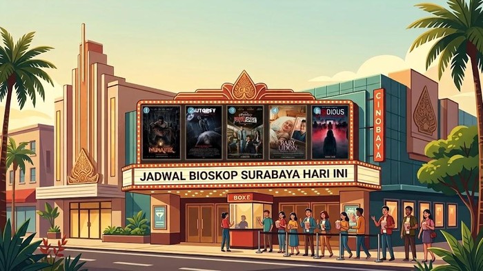 Ilustrasi jadwal bioskop Surabaya hari ini.