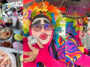 Penjual Rujak Buah Pakai Kostum Badut Nyentrik, Ramai Diantre Pembeli!