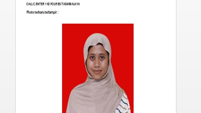 Selebaran pencarian mahasiswi asal Tasikmalaya, Cinta Mutiara Putri Sinuraya