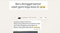 PJJ pasti ada saja kejadian tak terduga. Seperti yang dialami Ryana Dea. Tiba-tiba anak cowoknya sudah ganti baju bola dua kali. Foto: Instagram @ryana_dea
