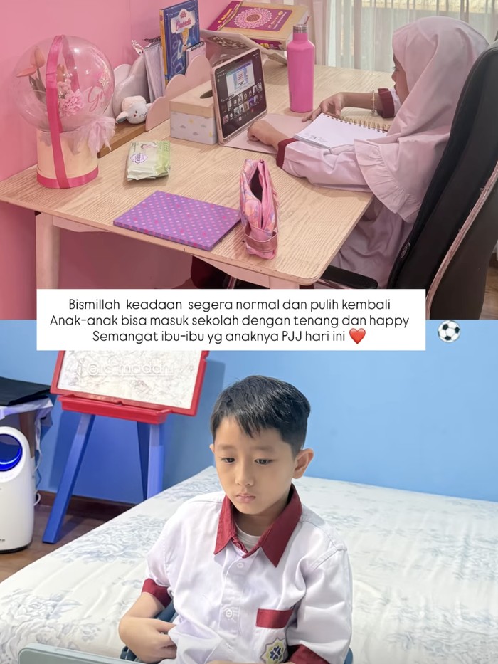 Anak-anak artis PJJ di rumah