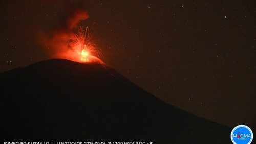 Gunung Ile Lewotolok meletus sebanyak 291 kali, Minggu (6/9/2026), pukul 00.00-24.00 Wita.