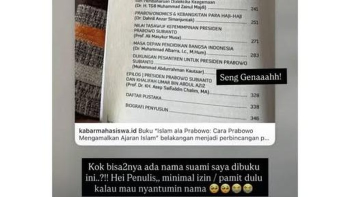 Artikel buku Islam Ala Prabowo: Cara Prabowo Subianto Mengamalkan Ajaran Islam yang mencatut nama Pengasuh Ponpes Al Falah Ploso, Kediri Muhammad Abdurrahman Al-Kautsar (Gus Kautsar)
