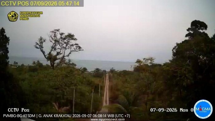 Kondisi Anak Gunung Krakatau Senin Pagi Usai Erupsi (Dok Badan Geologi).