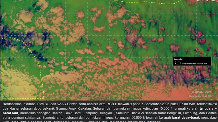 Sebaran Abu Vulkanik Gunung Anak Krakatau per Senin Pagi