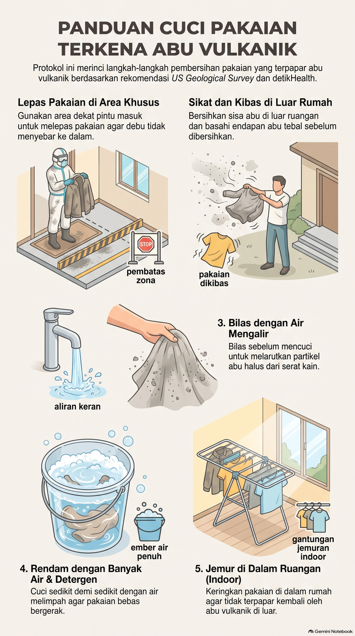 Tips cuci baju yang terkena abu vulkanik.