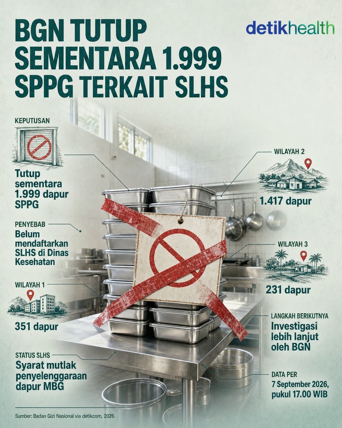 BGN tutup sementara 1.999 sppg terkait SLHS