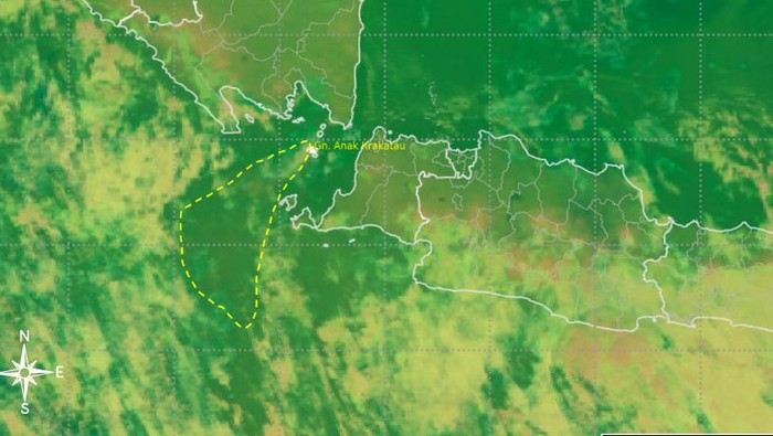 Citra satelit sebaran abu vulkanik Gunung Anak Krakatau (dok BMKG)