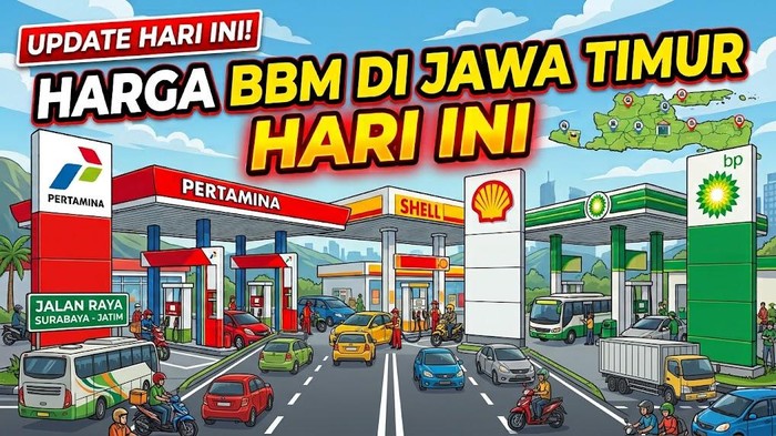 Ilustrasi SPBU Pertamina, Shell dan BP di Jawa Timur.