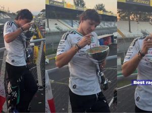 Unik! Menang di Monza, Kimi Antonelli Makan Pasta dari Trofi Formula 1