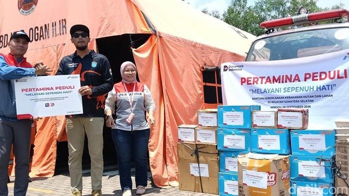 Pertamina memberikan bantuan untuk personel di Ogan Ilir.