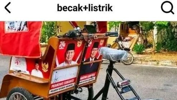 Tangkapan layar unggahan becak listrik di forum jual beli online