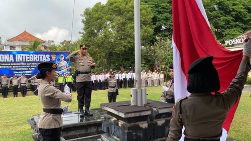 Kapolres Tabanan AKBP I Putu Bayu Pati memimpin Apel Haornas ke-43 di Lapangan Mapolres Tabanan, Rabu (9/9/2026)