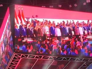 Prabowo-Gibran Hadiri HUT Ke-25 Partai Demokrat, Disambut SBY dan AHY