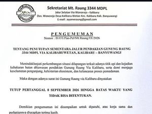 Titik Api Muncul di Jalur Pendakian, Gunung Raung via Kalibaru Ditutup