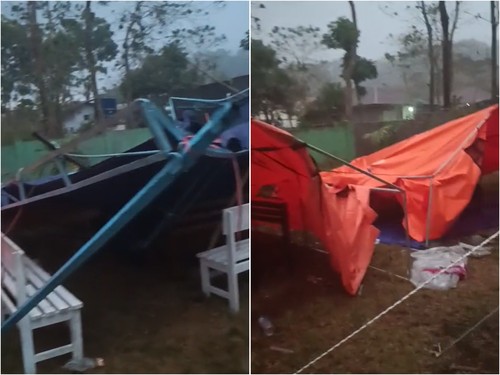 Tenda pelayanan kesehatan milik Puskesmas Benteng Jawa di Manggarai Timur,  NTT roboh akibat hujan lebat, Selasa (8/9/2026) sore. (Istimewa)