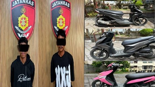 Dua pelaku curanmor yang berhasil diamankan Tim URC Jatanras Polda Bali (Dok. Polda Bali)
