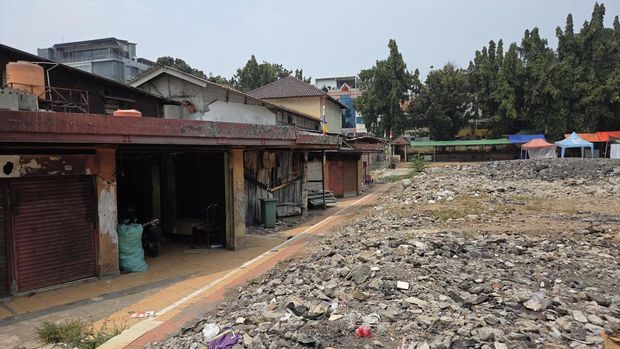 Pasar Taman Puring di Kebayoran Baru, Jakarta setahun setelah kebakaran.