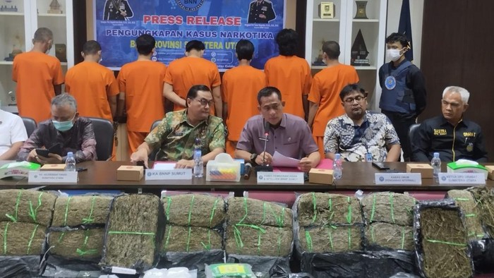BNNP Sumut merilis kasus penangkapan kasus ganja dari Aceh