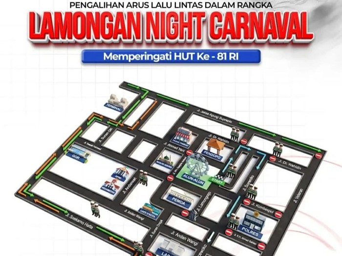 Lamongan Night Carnival 2026, Ini Rute dan Pengalihan Arusnya