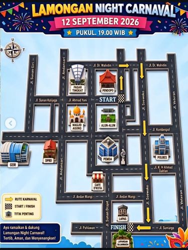 Lamongan Night Carnival 2026 Lamongan Night Carnival 2026, Ini Rute dan Pengalihan Arusnya