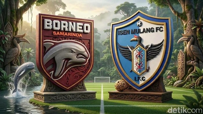Logo Borneo FC Samarinda dan Isenmulang Kalteng FC. (Gemini AI)