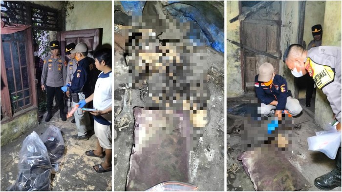 Polisi mendatangi lokasi penemuan kerangka manusia di rumah kosong Bandar Lampung