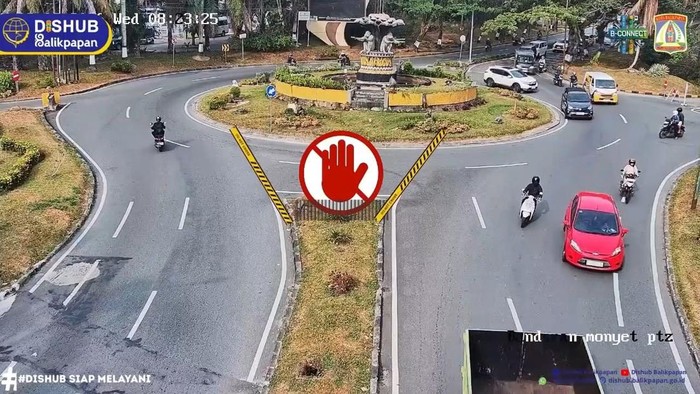Putaran Bundaran Monyet di Kota Balikpapan, Kalimantan Timur (Kaltim) ditutup. (dok. Dishub Balikpapan)