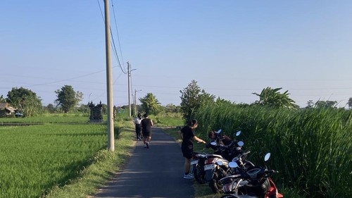 ejumlah warga jogging di Jalan Kubon Tubuh, Desa Gelgel, Klungkung, Bali, Sabtu (12/9/2026). (Fatih Kudus Jaelani/detikBali)