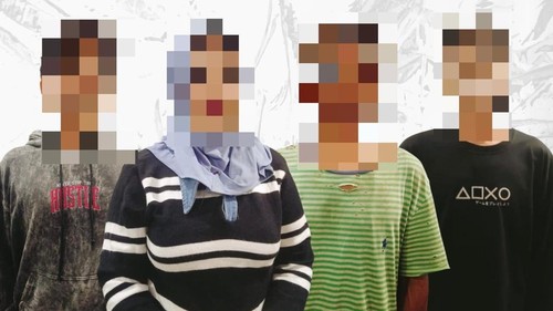 Empat orang terkait kasus pencurian kendaraan roda tiga di BTN Kehutanan, Kecamatan Sekarbela, Mataram, NTB, ditangkap polisi, Sabtu (12/9/2026). (Foto: Dok Polresta Mataram)