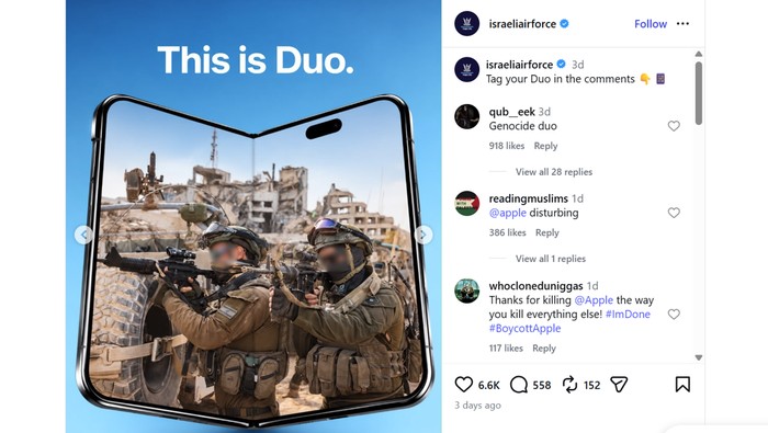 Angkatan Udara Israel Promosi iPhone Duo dengan Foto Kontroversial