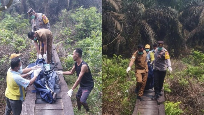 Jasad korban yang ditemukan tewas di jembatan Desa Amin Jaya, Kotawaringin Barat. (dok Polsek Pangkalan Banteng)
