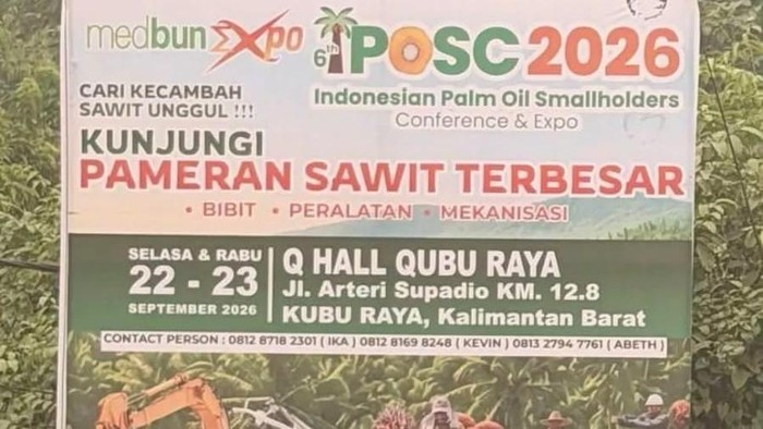Poster acara Pameran Sawit Terbesar di Kubu Raya banjir kritikan. (dok Istimewa)