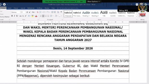 Rapat Menkeu dan DPD RI