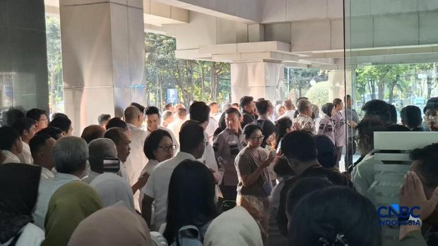 Suasana gedung Djuanda Kementerian Keuangan saat Suahasil Nazara dilantik sebagai Menteri Keuangam Masa Jabatan Periode Tahun 2024-2029 di Jakarta, Senin (14/9/2026). (CNBC Indonesia/Chandra Dwi Pranata)