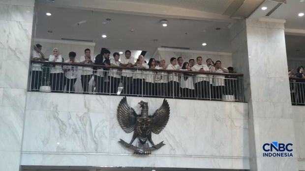 Suasana gedung Djuanda Kementerian Keuangan saat Suahasil Nazara dilantik sebagai Menteri Keuangam Masa Jabatan Periode Tahun 2024-2029 di Jakarta, Senin (14/9/2026). (CNBC Indonesia/Chandra Dwi Pranata)