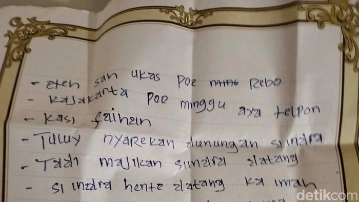 Surat tulisan tangan Beti PMI Sukabumi di Riyadh
