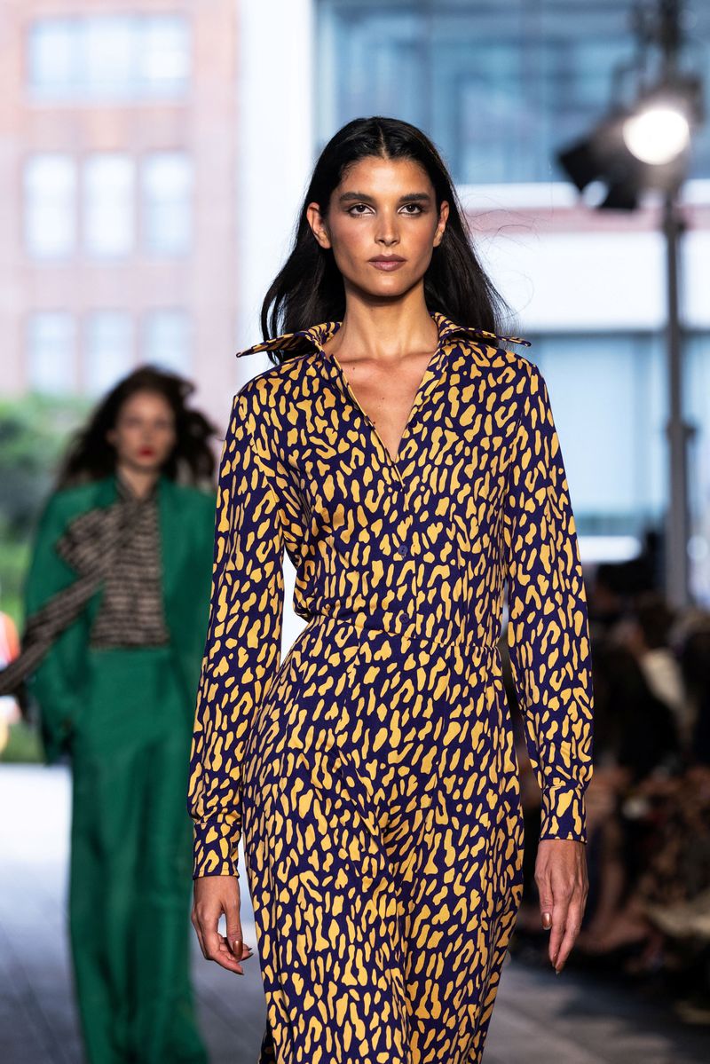 Models present the latest creations from Diane von Furstenberg during New York Fashion Week in Manhattan, New York City, U.S., September 10, 2026. REUTERS/Caitlin Ochs