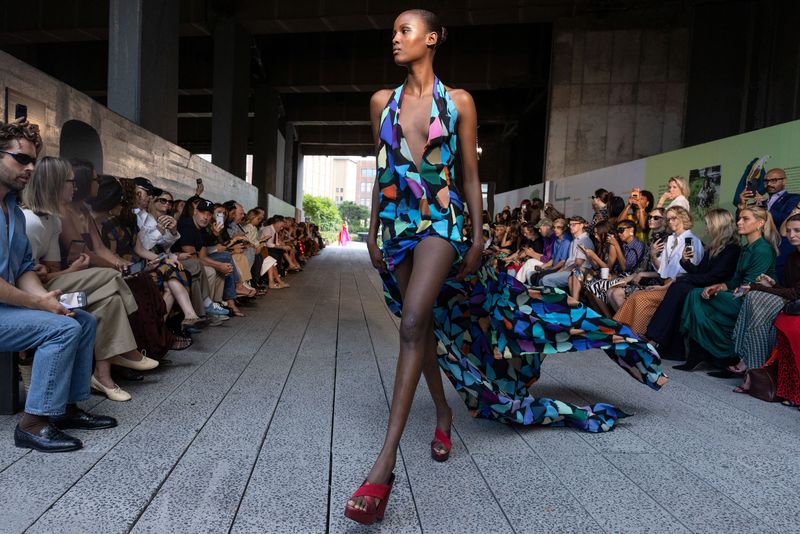 A model presents the latest creations from Diane von Furstenberg during New York Fashion Week in Manhattan, New York City, U.S., September 10, 2026. REUTERS/Caitlin Ochs