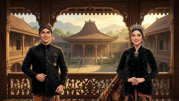 Ilustrasi busana Kacong Cebbing Sumenep.