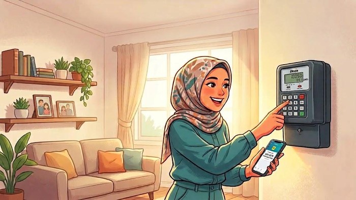 Ilustrasi mengisi token listrik.