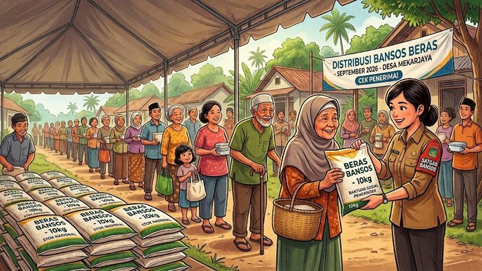 Ilustrasi penerima bansos beras.