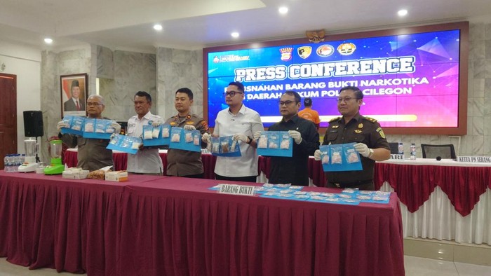 Konferensi pers di Polres Cilegon (Iqbal/detikcom)