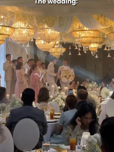 Pasangan pengantin di Filipina ini membuat momen pernikahan unik dengan membawa empat kucing kesayangan mereka dalam koper bening berhias bunga.