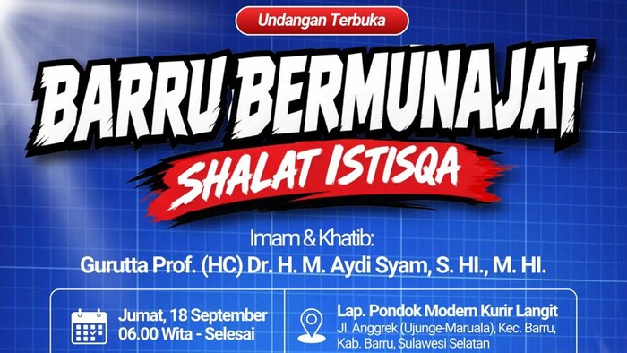 Salat Istisqa yang akan digelar di Barru.