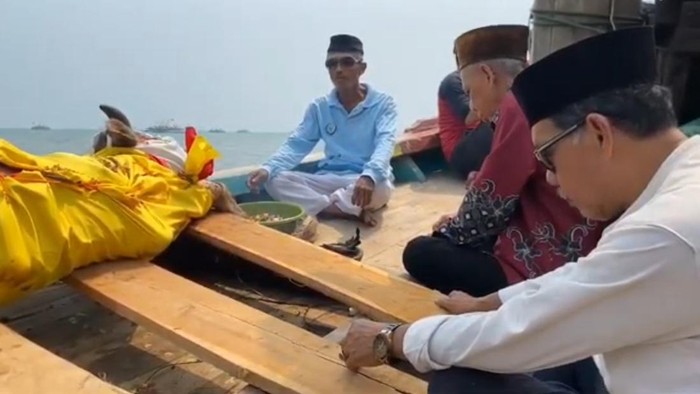 Upacara larung kerbau di laut (Aris Rivaldo/detikcom)