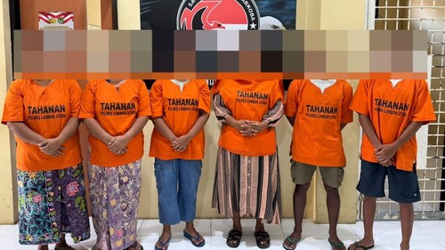 Enam warga Lombok Utara, NTB, ditangkap lantaran mengedarkan dan membudidayakan magic mushroom. (Dok. Polres Lombok Utara)