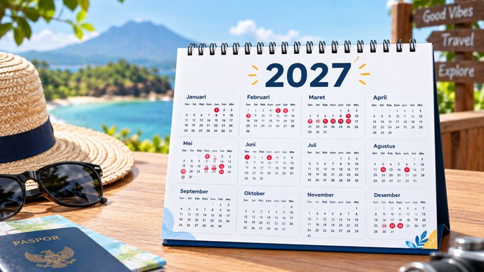 Ilustrasi kalender 2027. Libur nasional dan cuti bersama tanggal berapa saja?